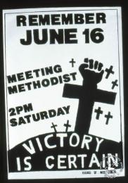 REMEMBER JUNE 16 : MEETING METHODIST : 2PM SATURDAY : VICTORY IS CERTAIN AL2446_2561 This poster refers to the youth and students reaffirming their determination their determination to fight until victory is received.