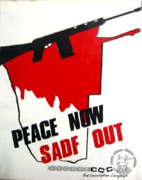 PEACE NOW: SADF OUT - AL2446_0295 - produced by the ECC at the STP, Johannesburg. This peace poster called for the removal of the SADF troops from Namibia.