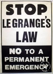 STOP Le Grange BILLS! JUNE 16 : AWAY WITH BANTU EDUC. : FORWARD TO PEOPLE'S EDUCATION : RALLY : ALEX STADIUM - AL2446_1691 - produced by DESCOM, Johannesburg. This poster was produced to protest the introduction by the then Minister of Law and Order of laws further suppressing democratic rights. 