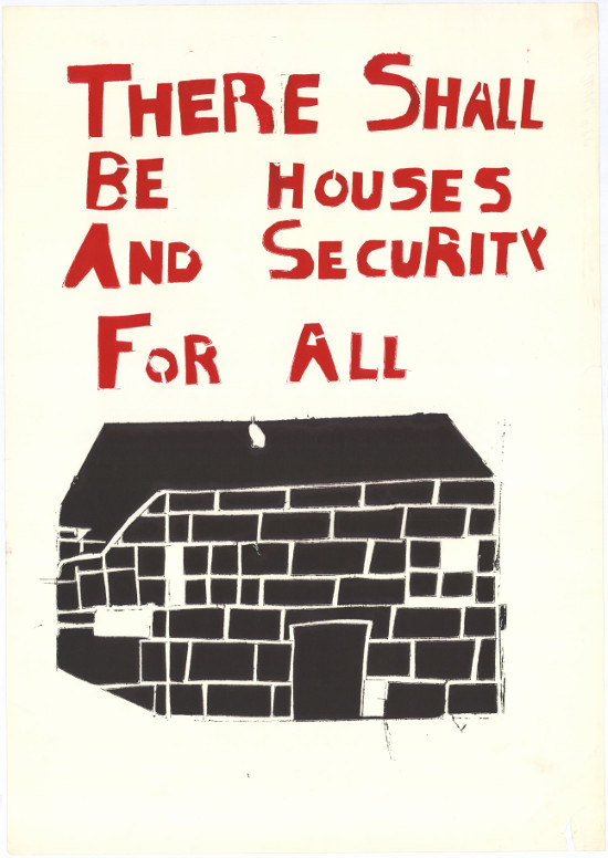 Silkscreened poster, produced by the Screen Training Project (STP), 1985. Archived as SAHA collection AL2446_0980.