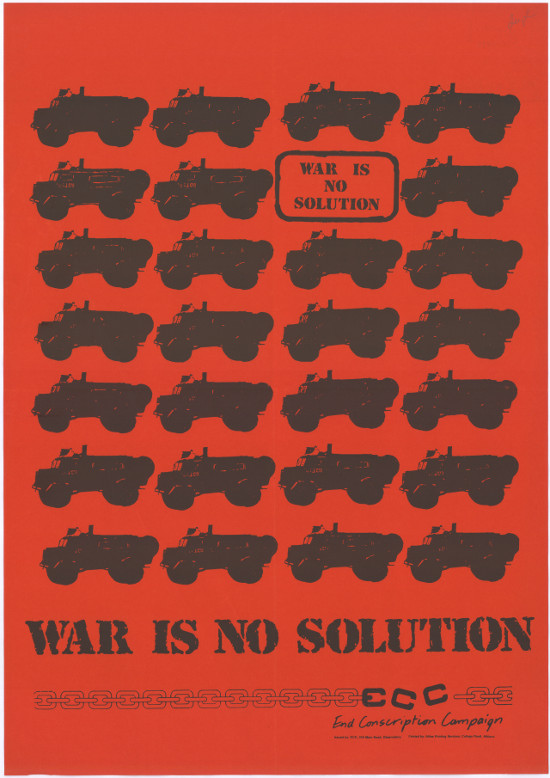 Offset litho poster, issued by the End Conscription Campaign (ECC), circa 1986. Archived as SAHA collection AL2446_1477