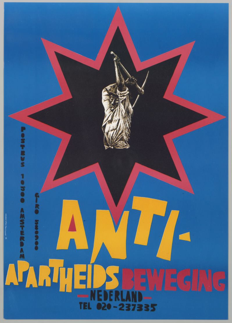Poster produced by the Dutch Anti-Apartheid Movement (AABN) in 1976. Donated to SAHA by IISH in 2013.