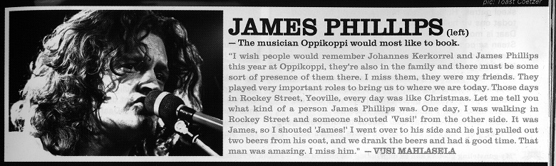 James Phillips - the musician Oppikoppi would most like to book