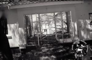 Joshua Nkomo's destroyed house after Rhodesian air and ground attack