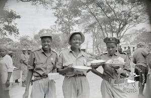 Cadres of the Women's Brigade having a meal