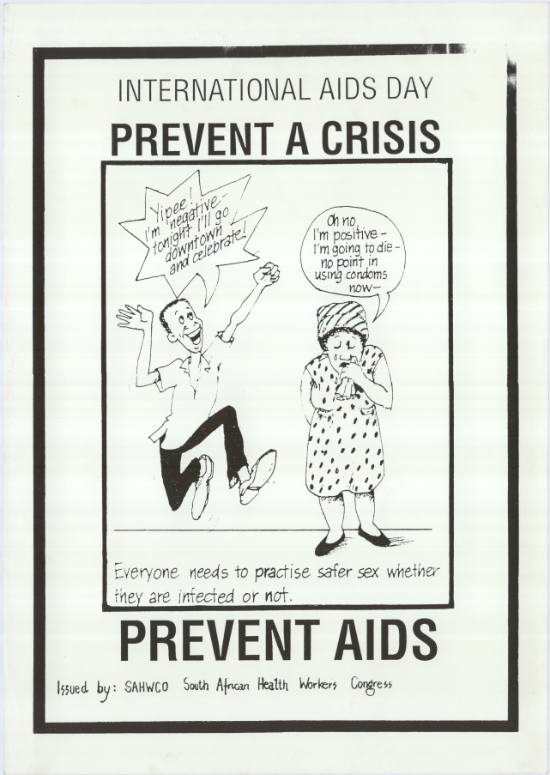 International AIDS Day, 'Prevent a crisis', issued by the South African Health Workers Congress, SAHA Poster Collection, AL2446_0392