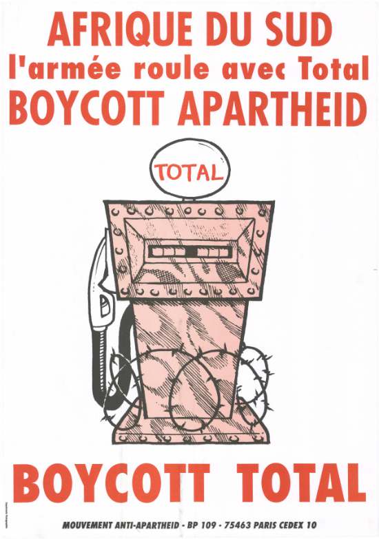 This poster was issued by Mouvement Anti-Apartheid of France in solidarity with the people of South Africa during the apartheid rule, SAHA Poster Collection, AL2446_0774