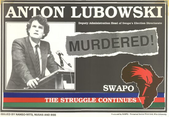 Anton Lubowski, South Africa SWAPO Election Directorate, South African Students Press Union (SASPU), SAHA Poster Collection, AL2446_1484
