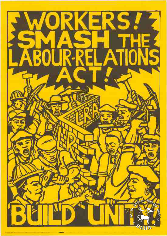 Offset litho poster, issued by the Congress of South African Trade Unions (COSATU) and the National Council of Trade Unions (NACTU), 1989
