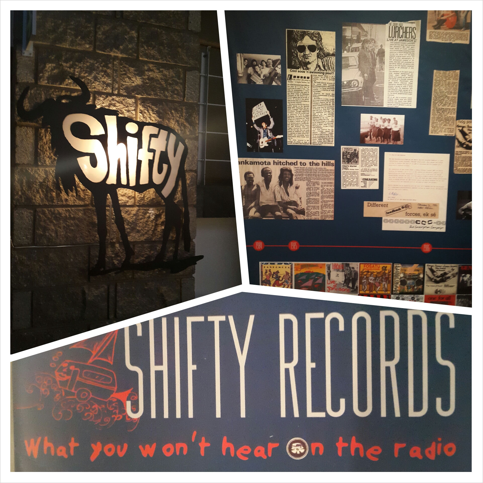 Collage from SAHA's physical exhibition on Shifty Records installed at Alliance Francaise in September 2014