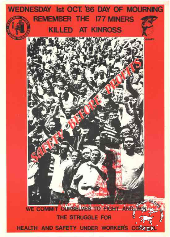 A NUM poster commemorating killed striking miners in 1986.