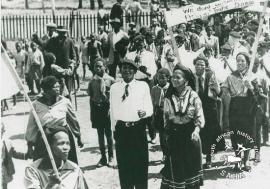 Lilian Ngoyi leading anti-pass march in the 1950's